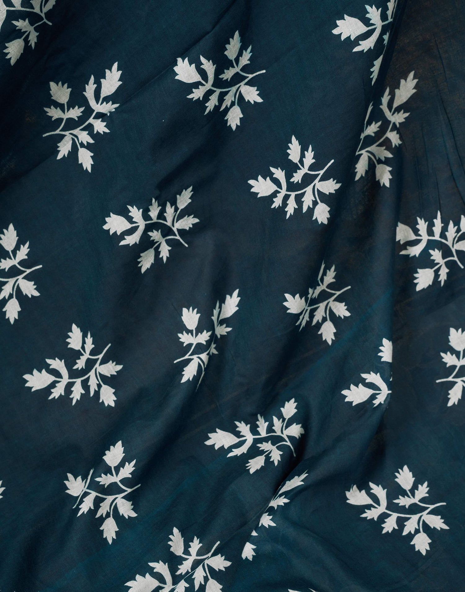 Ready To Wear Rama Blue Cotton Printed Saree