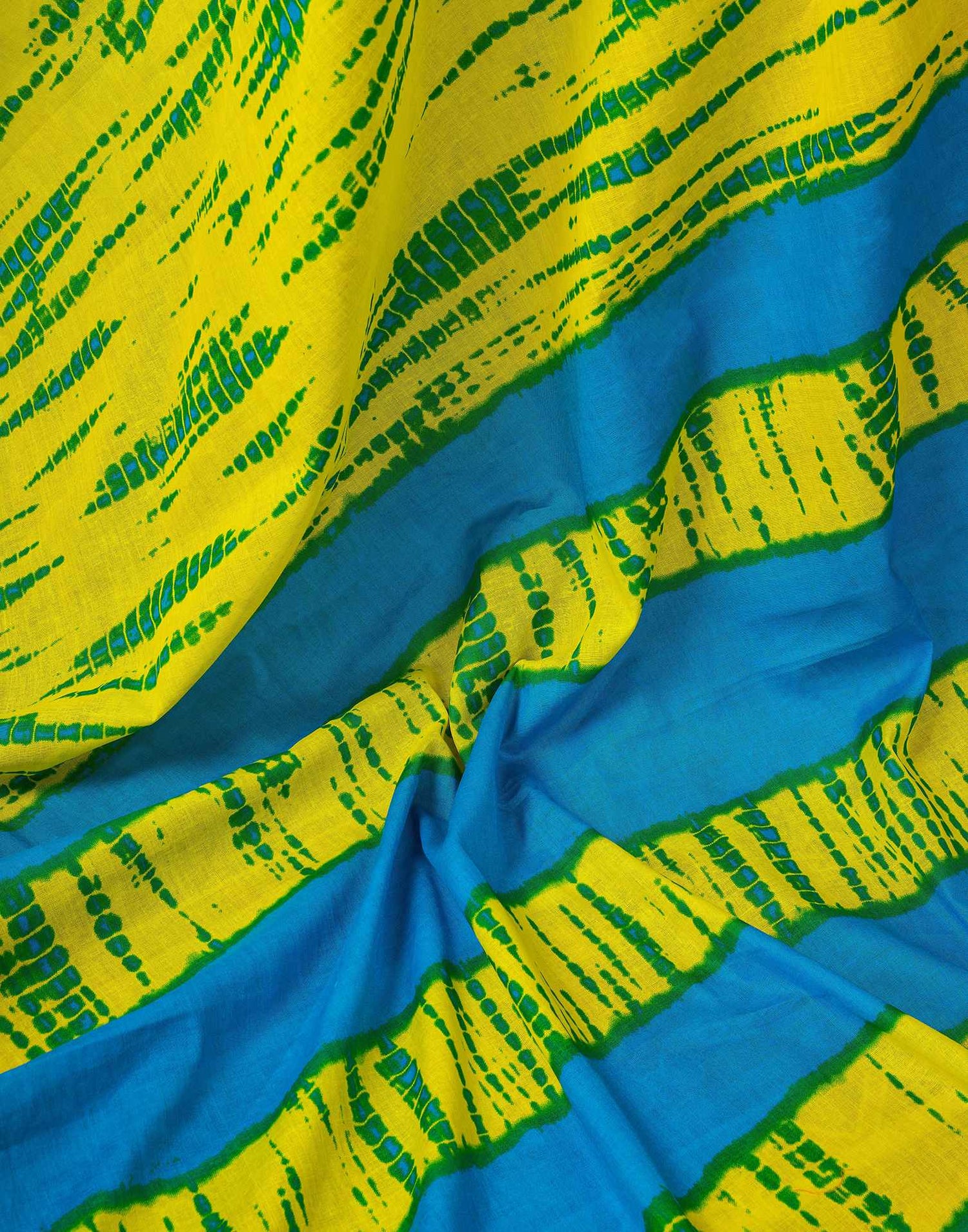 Ready To Wear Lemon Yellow Cotton Printed Saree With Pocket