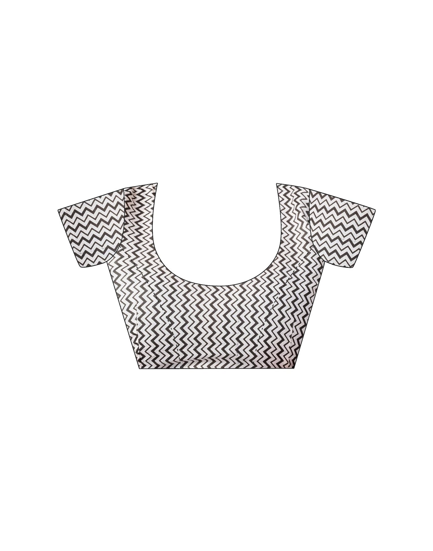 Ready To Wear White Cotton Printed Saree With Pocket