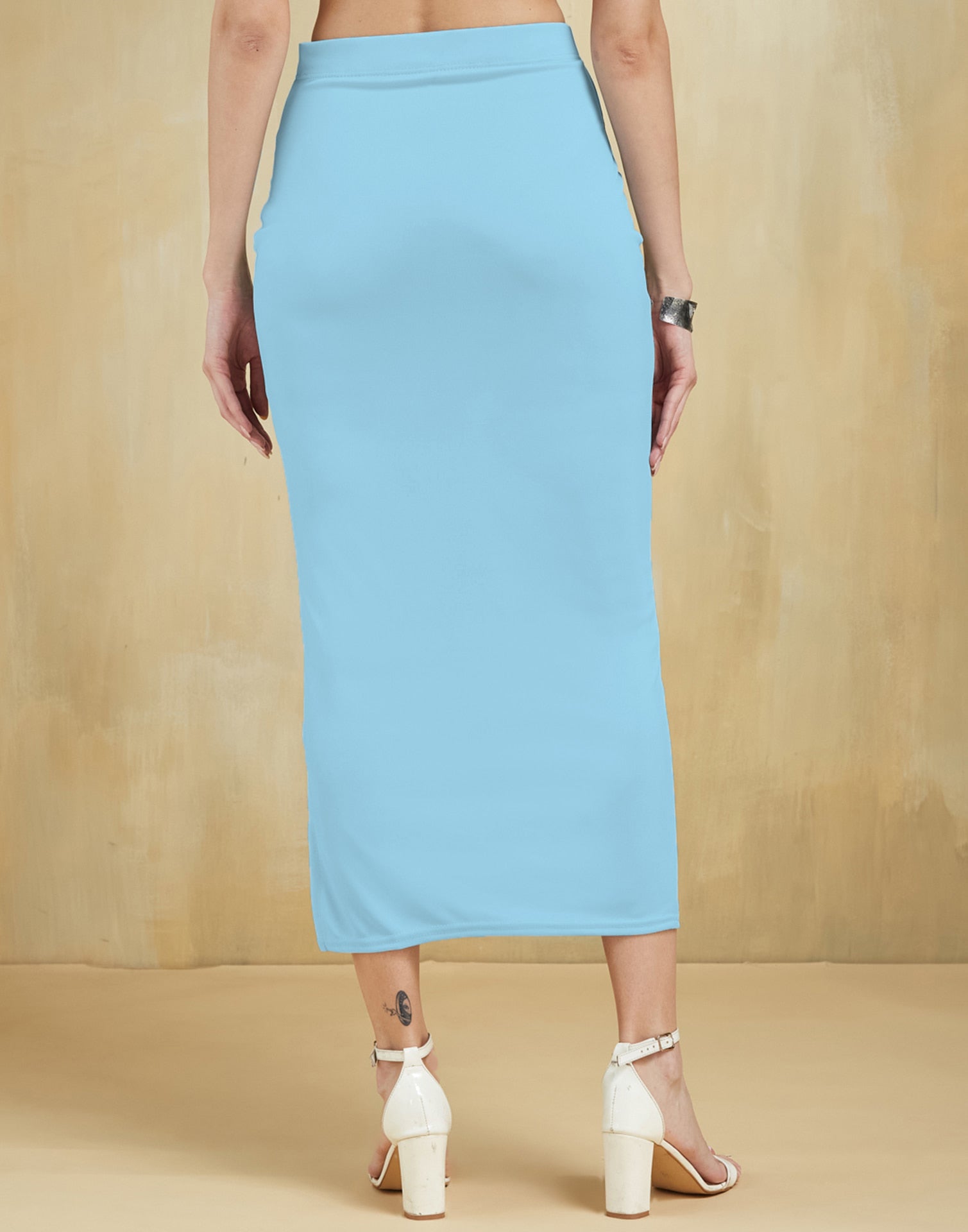Sky Blue Lycra Plain Elastic Waist Shapewear