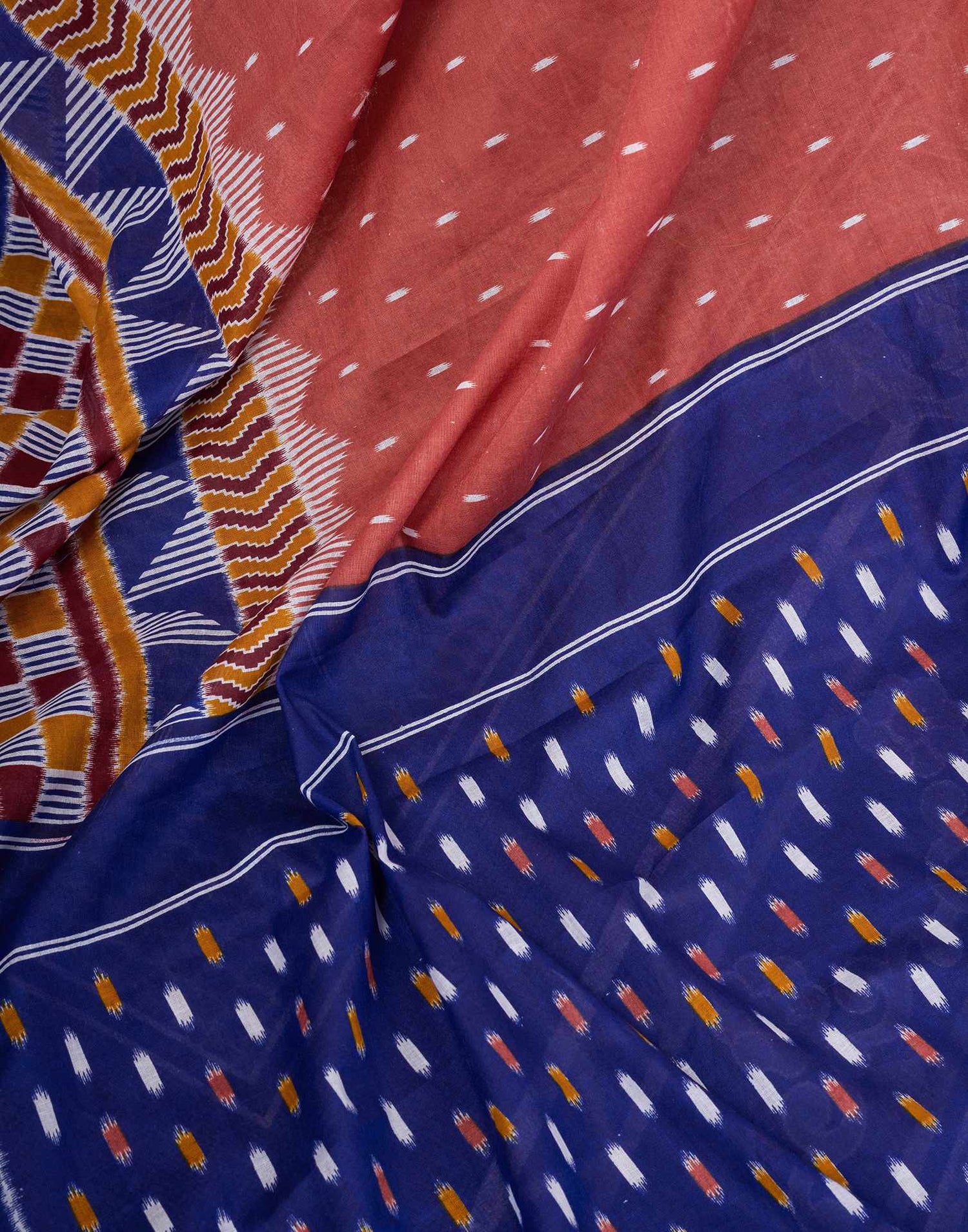 Ready To Wear Dusty Orange Cotton Printed Saree