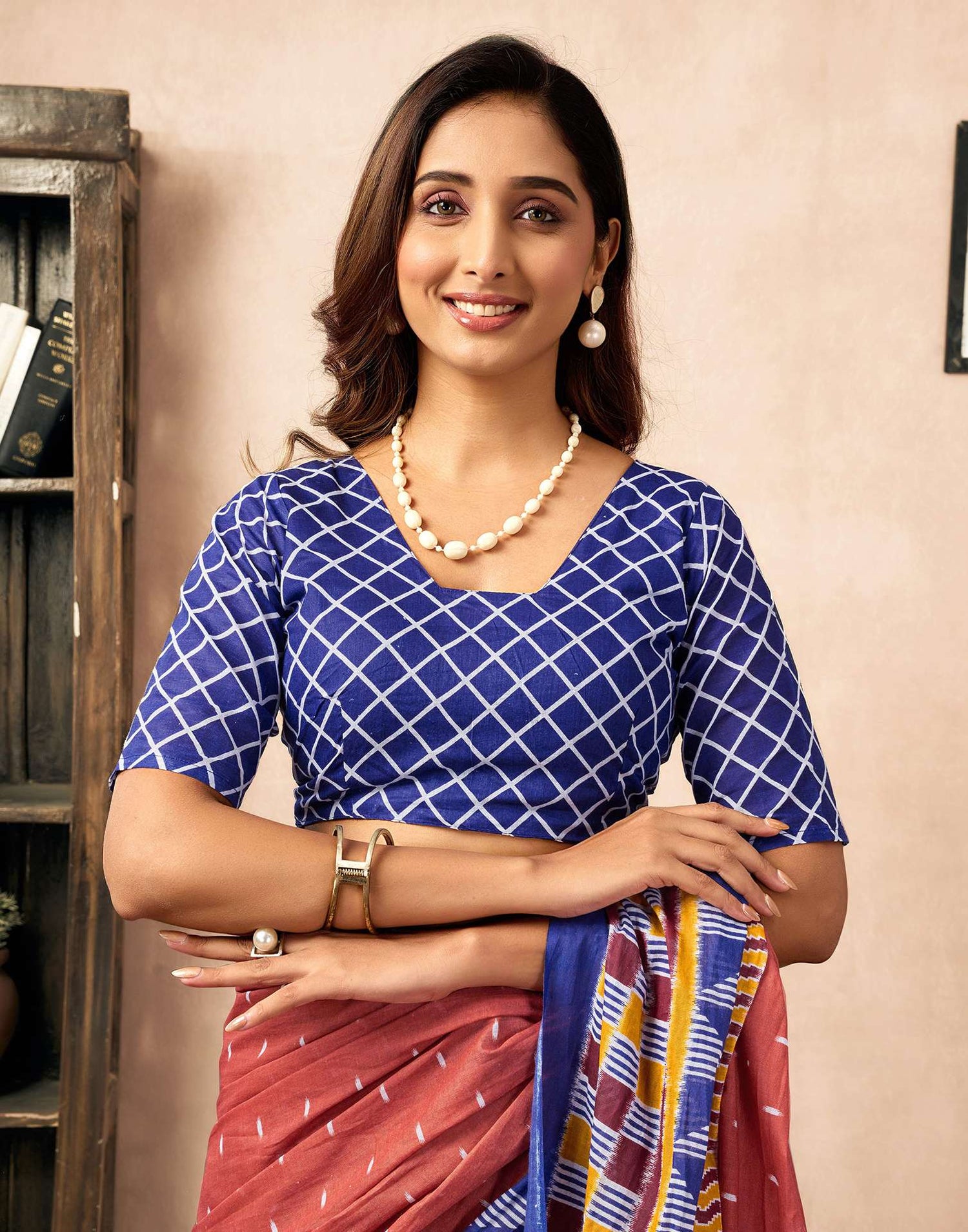 Ready To Wear Dusty Orange Cotton Printed Saree