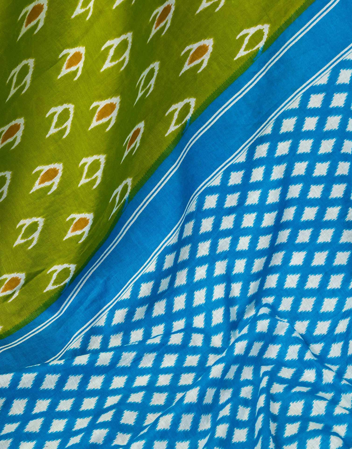 Ready To Wear Parrot Green Cotton Printed Saree