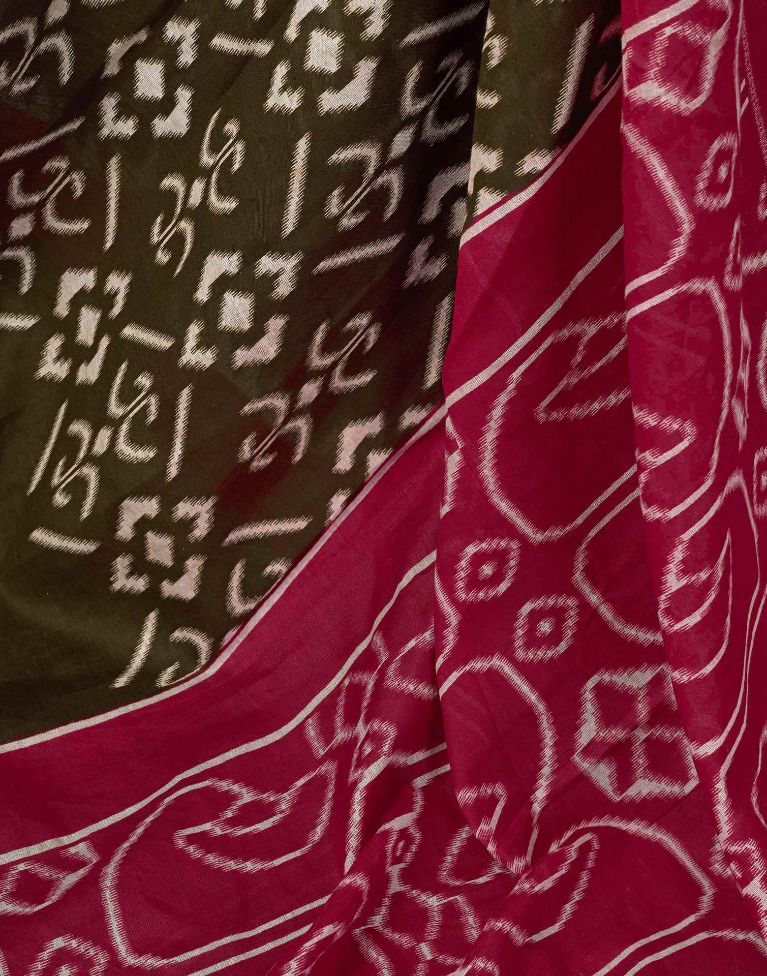 Ready To Wear Brown Cotton Printed Saree With Pocket