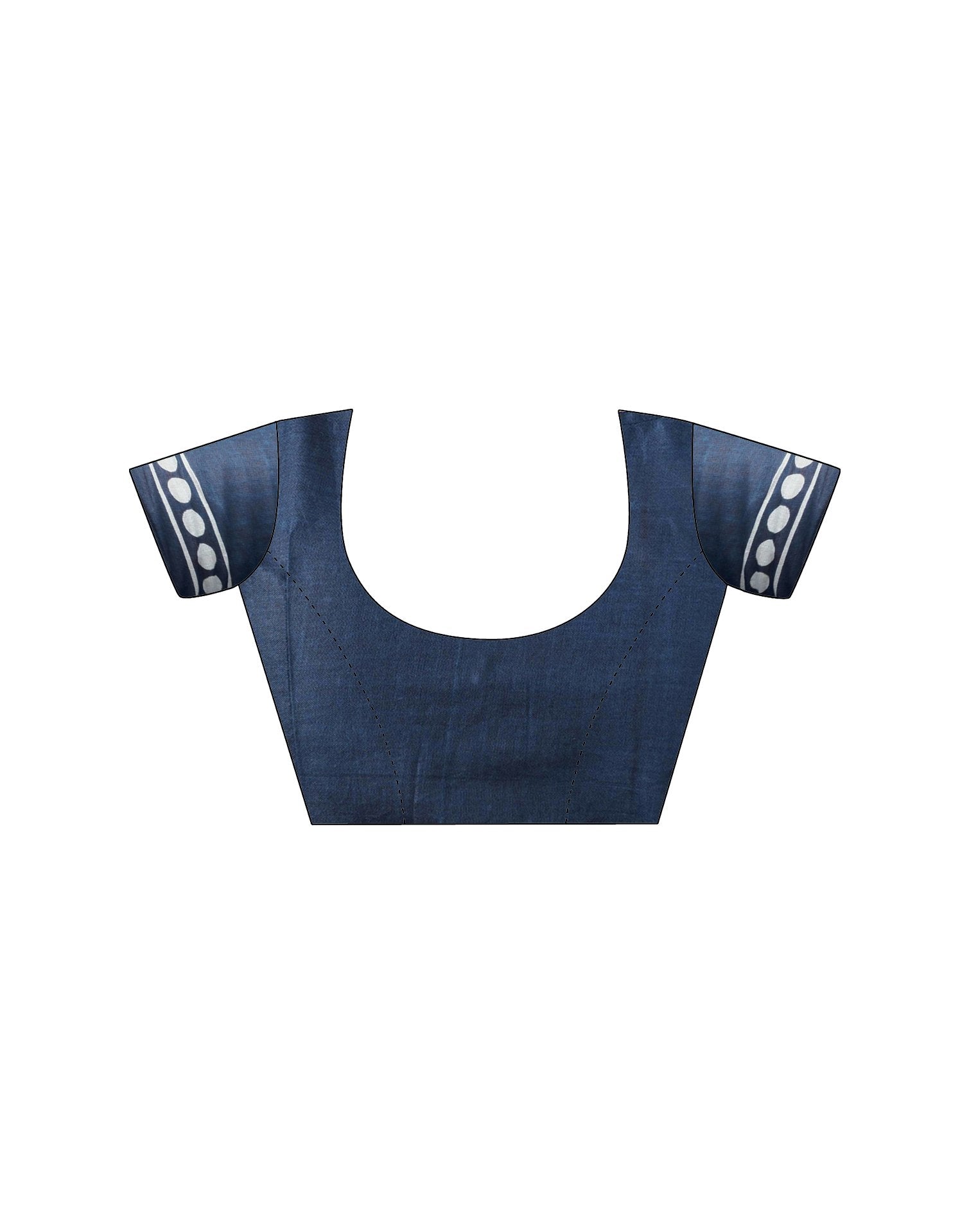 Ready To Wear Blue Cotton Printed Saree With Pocket