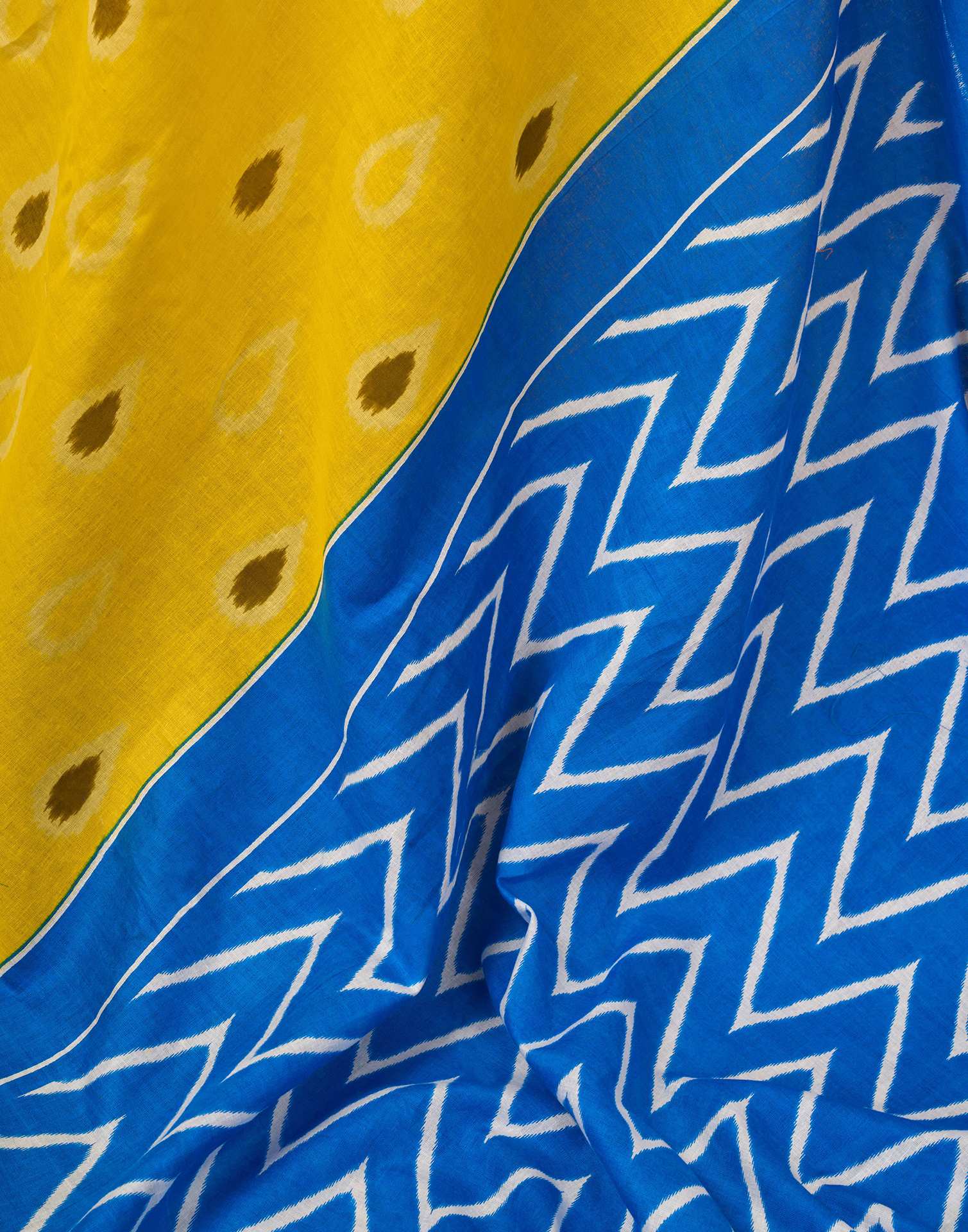 Ready To Wear Yellow Cotton Printed Saree With Pocket
