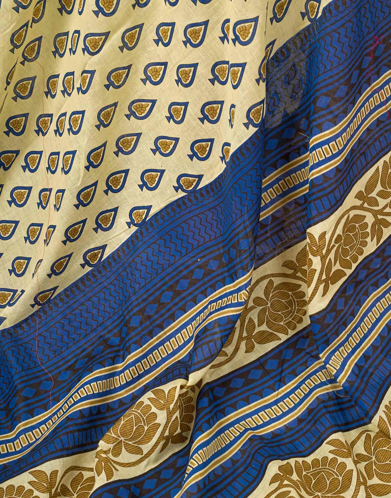 Ready To Wear Cream Cotton Printed Saree