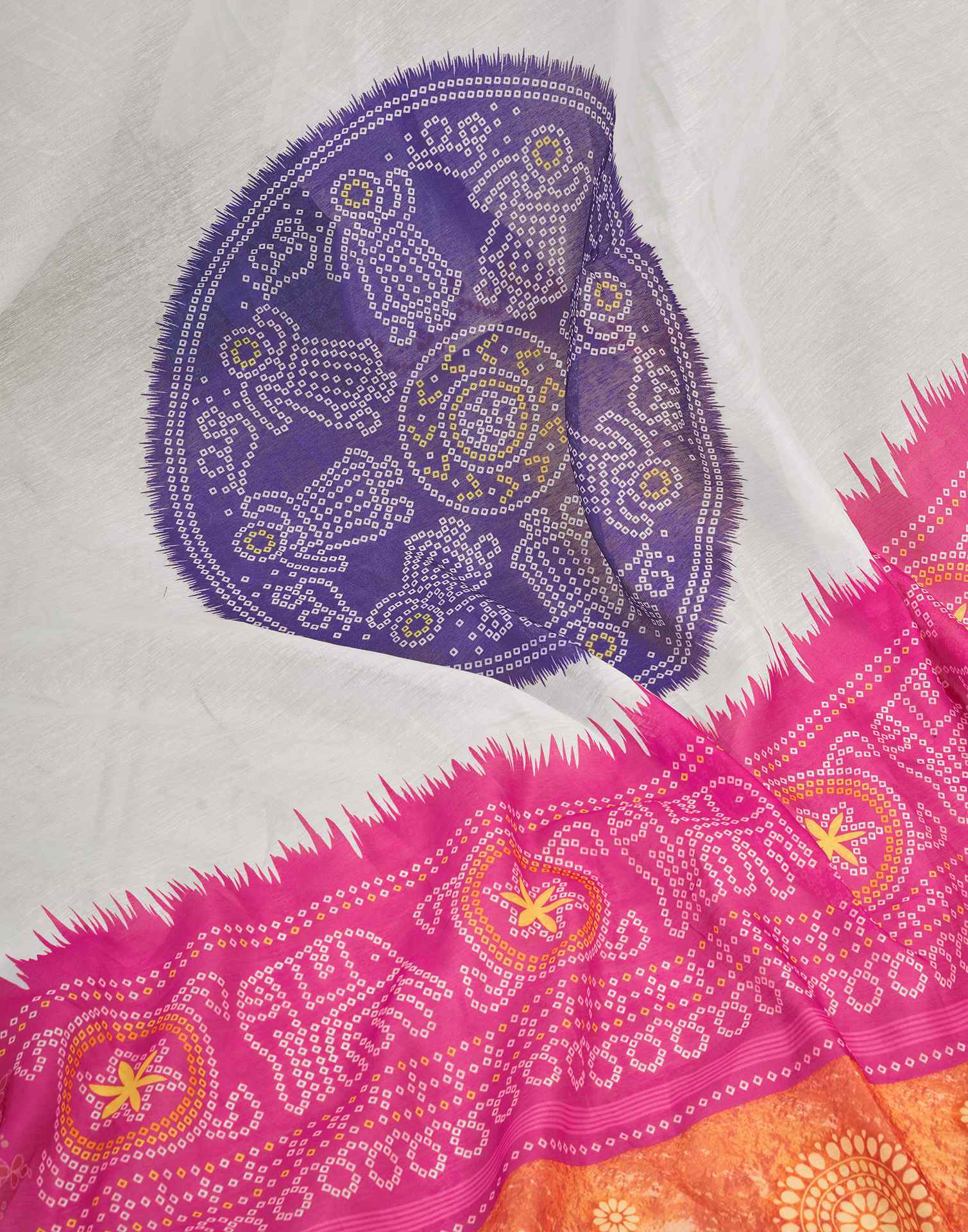 Ready To Wear White Chanderi Cotton Printed Saree