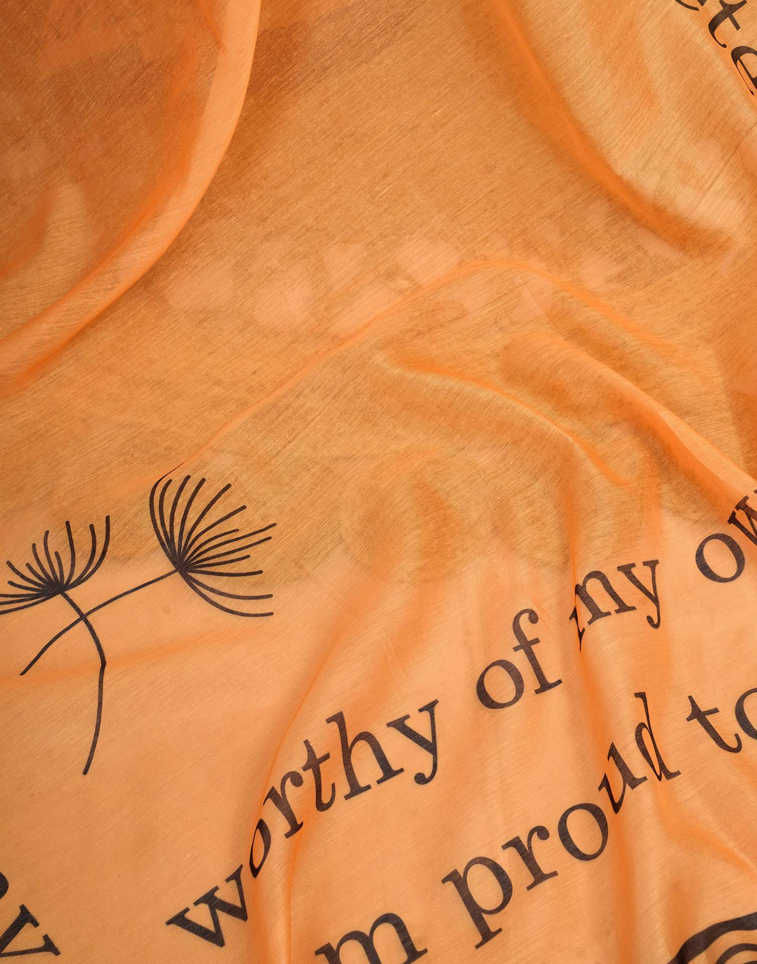 Ready To Wear Light Orange Linen Printed Saree