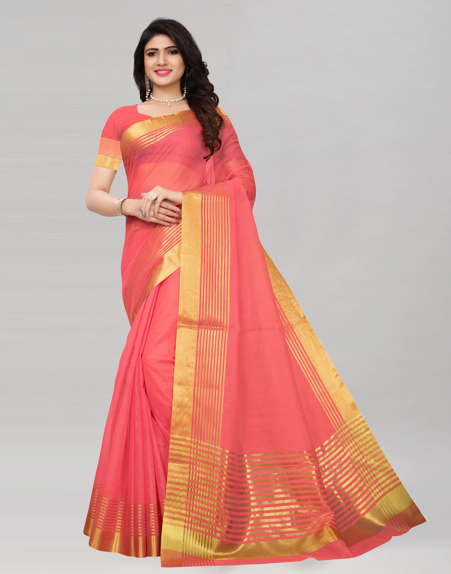 Peach Cotton Silk Saree | Sudathi