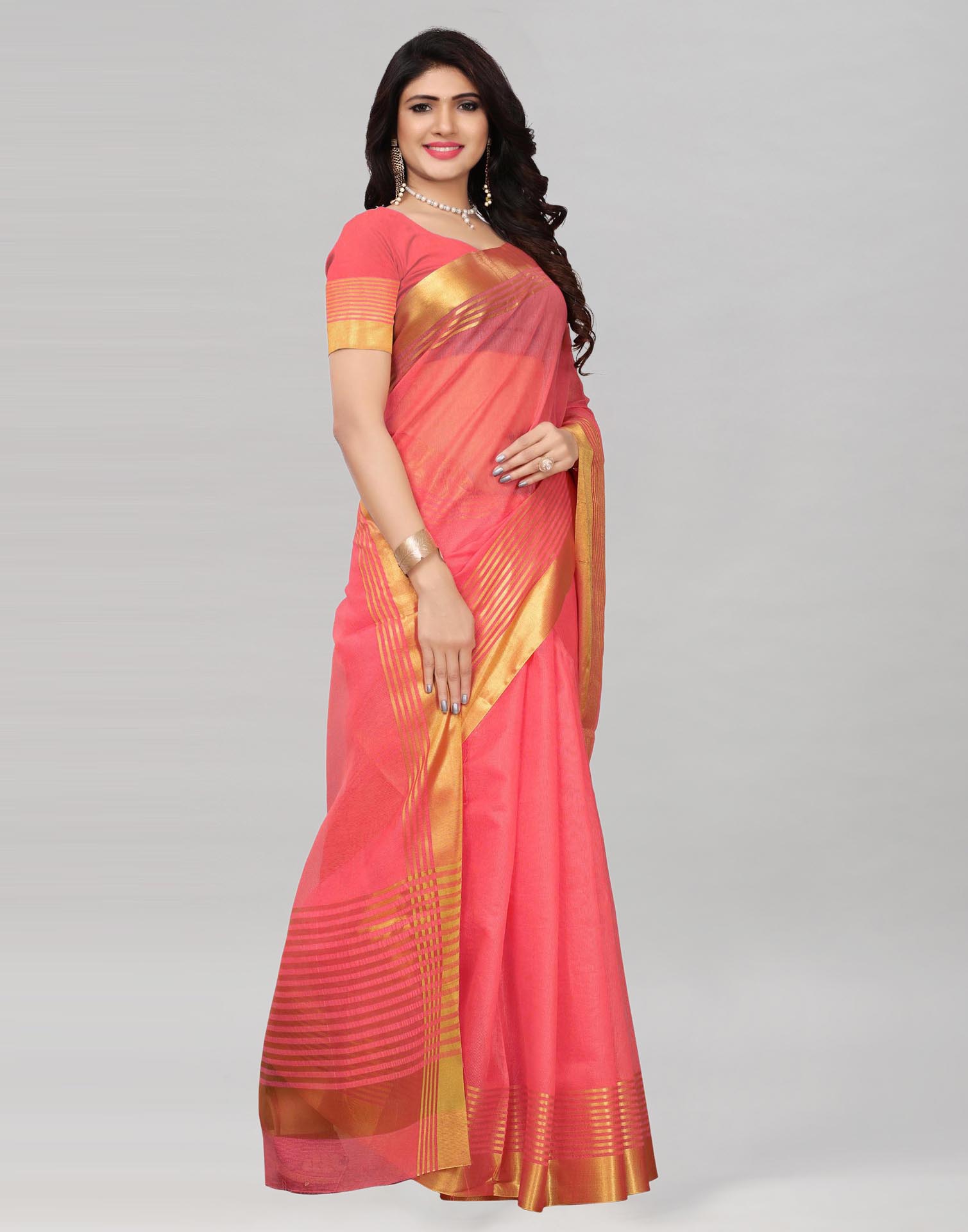 Peach Cotton Silk Saree | Sudathi