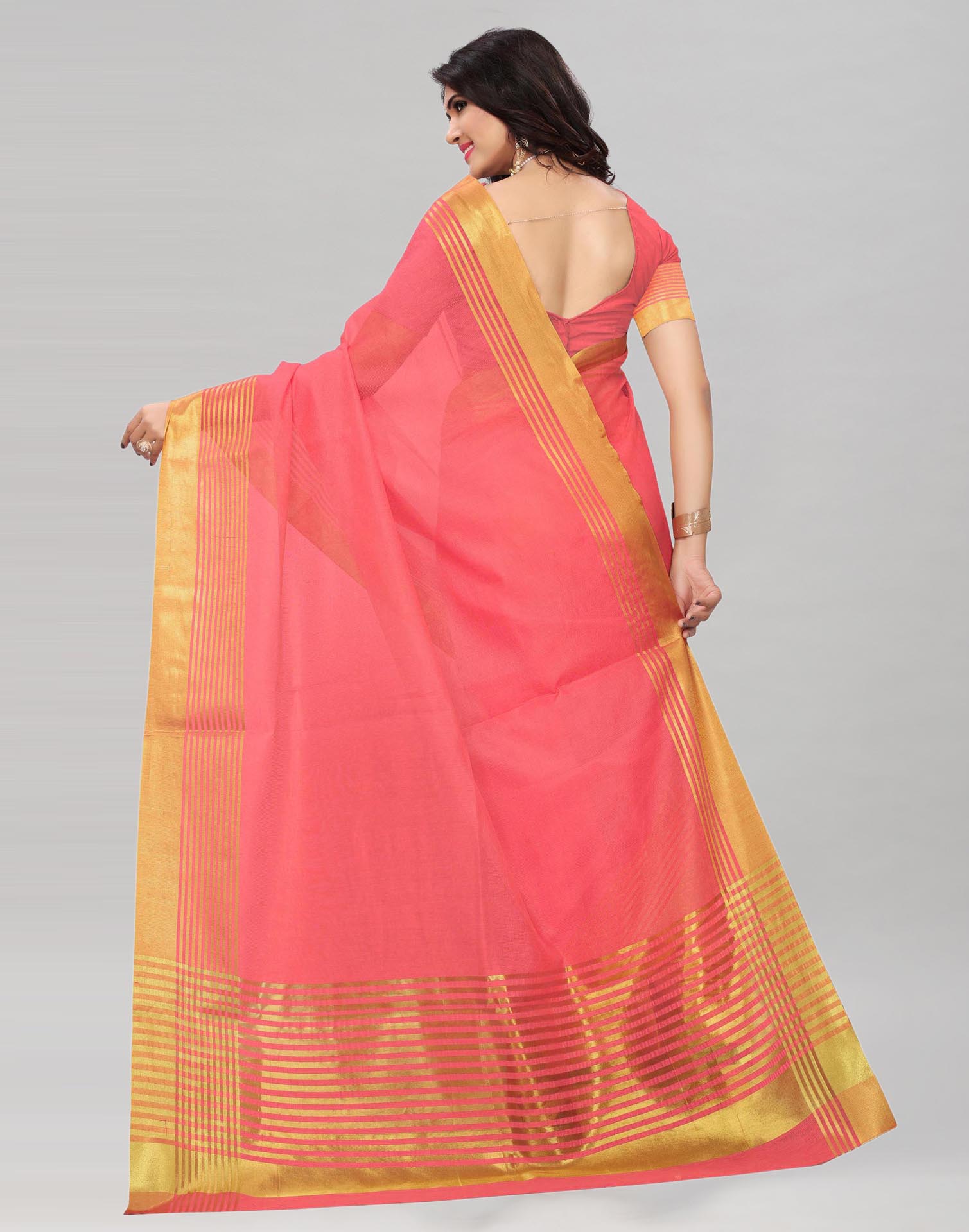 Peach Cotton Silk Saree | Sudathi