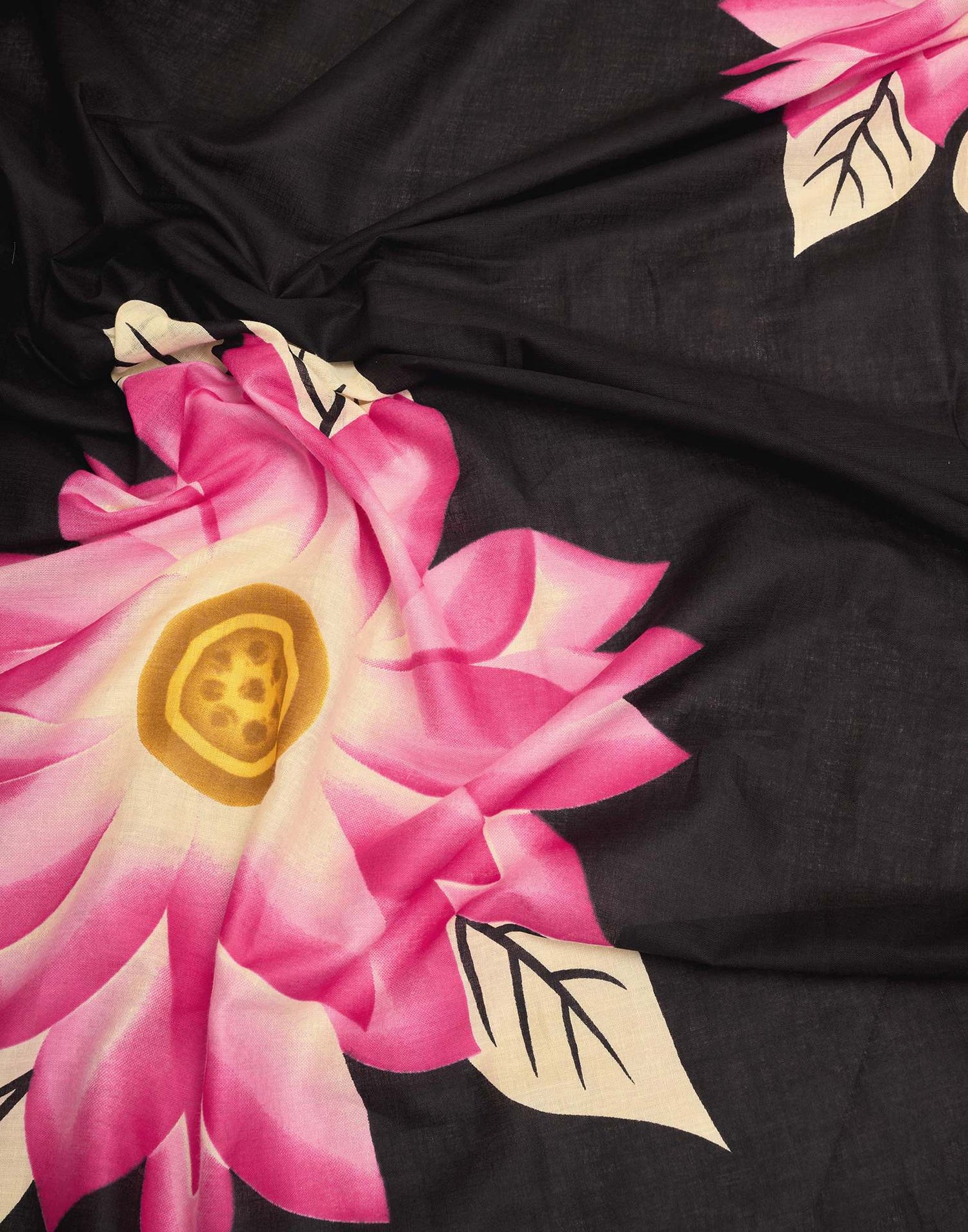 Ready To Wear Pink Cotton Floral Printed Saree With Pocket