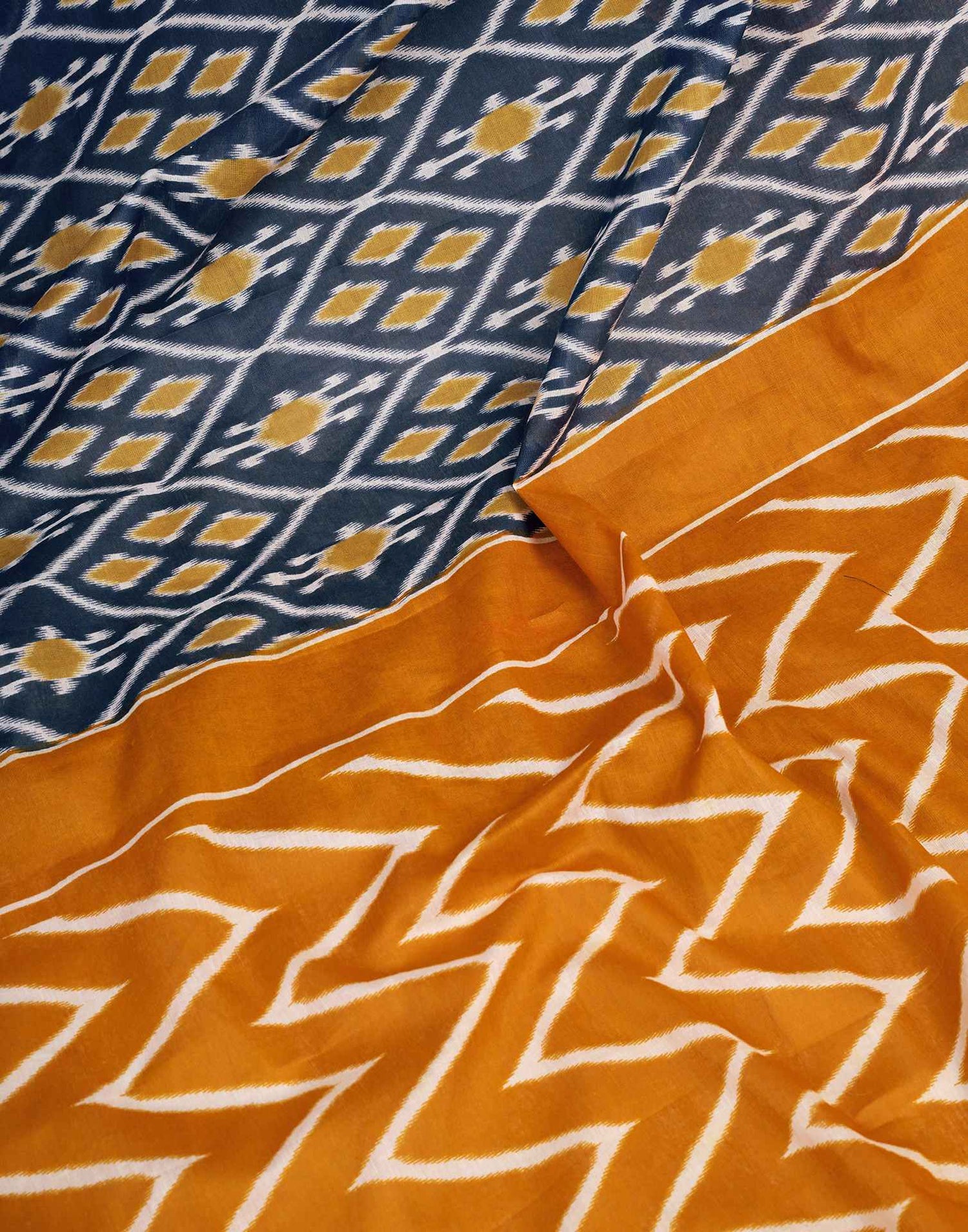 Ready To Wear Blue Cotton Printed Saree