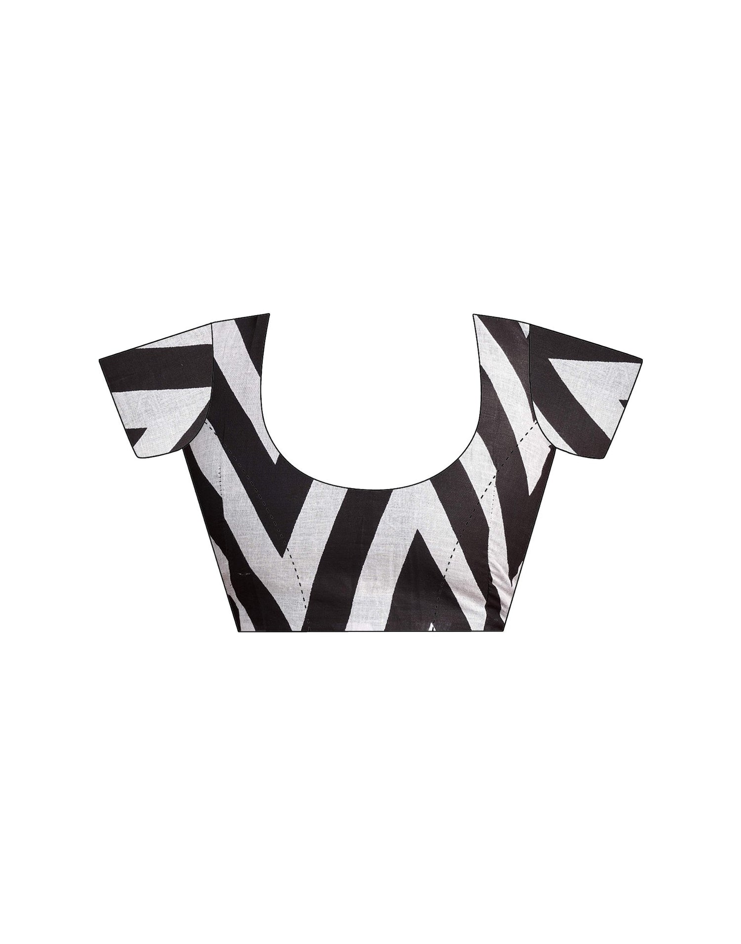 Ready To Wear Black Cotton Floral Printed Saree With Pocket