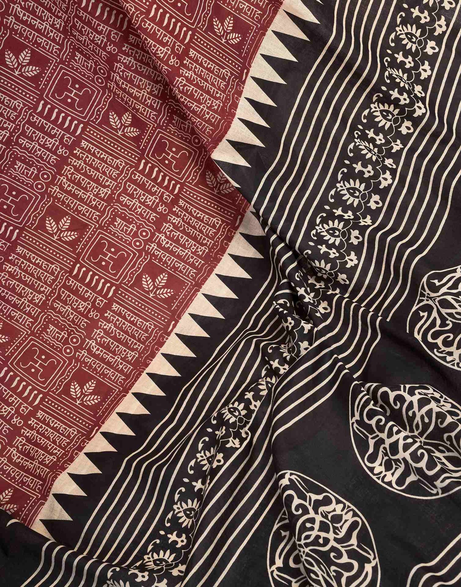 Ready To Wear Brown Cotton Printed Saree