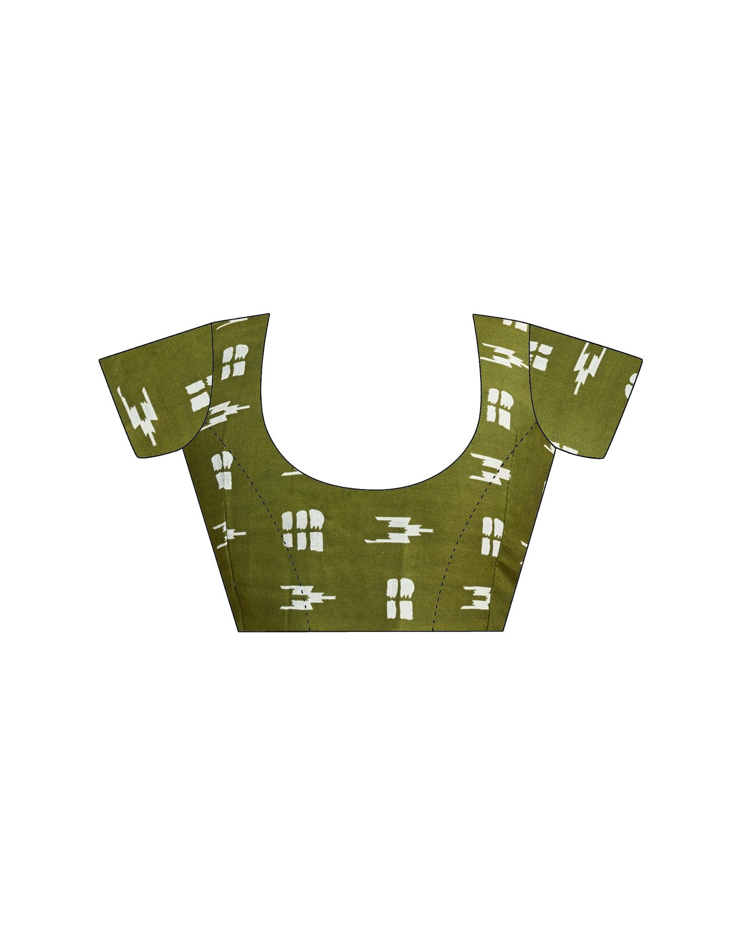 Ready To Wear Green Cotton Printed Saree With Pocket