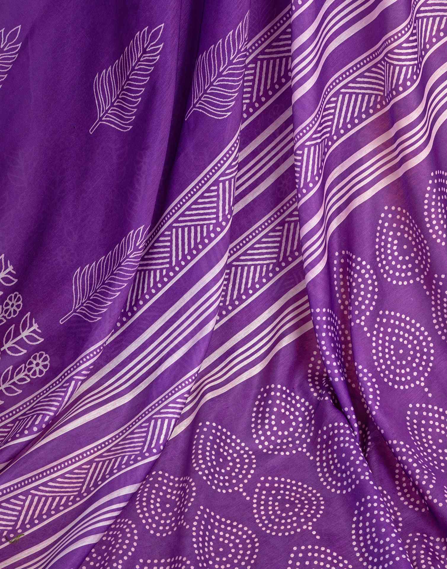 Ready To Wear Purple Linen Printed Saree