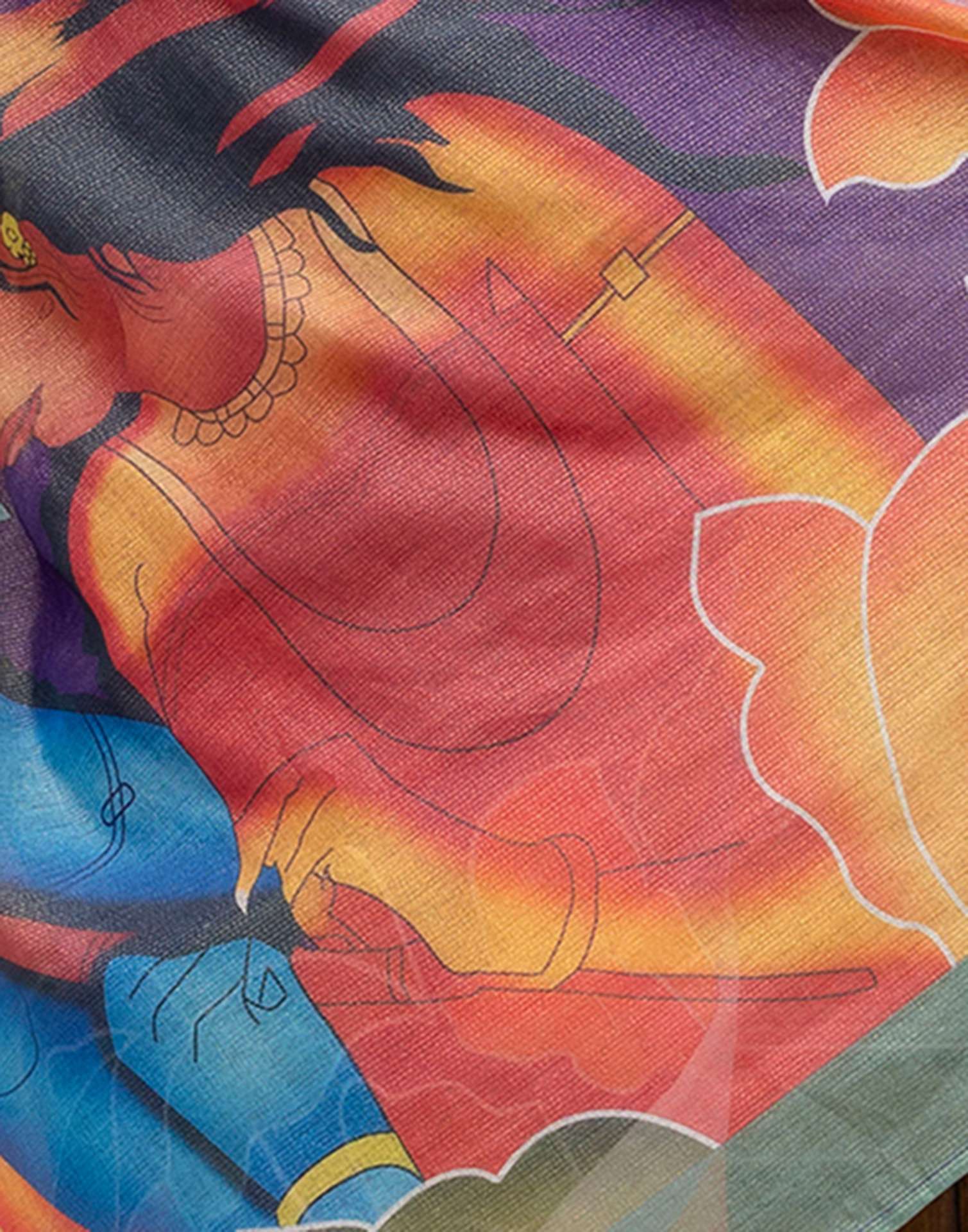 Ready To Wear Violet Cotton Printed Saree