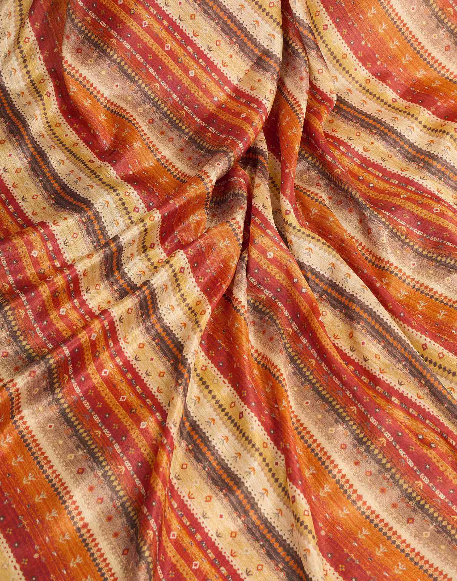 Ready To Wear Beige Chinnon Printed Saree