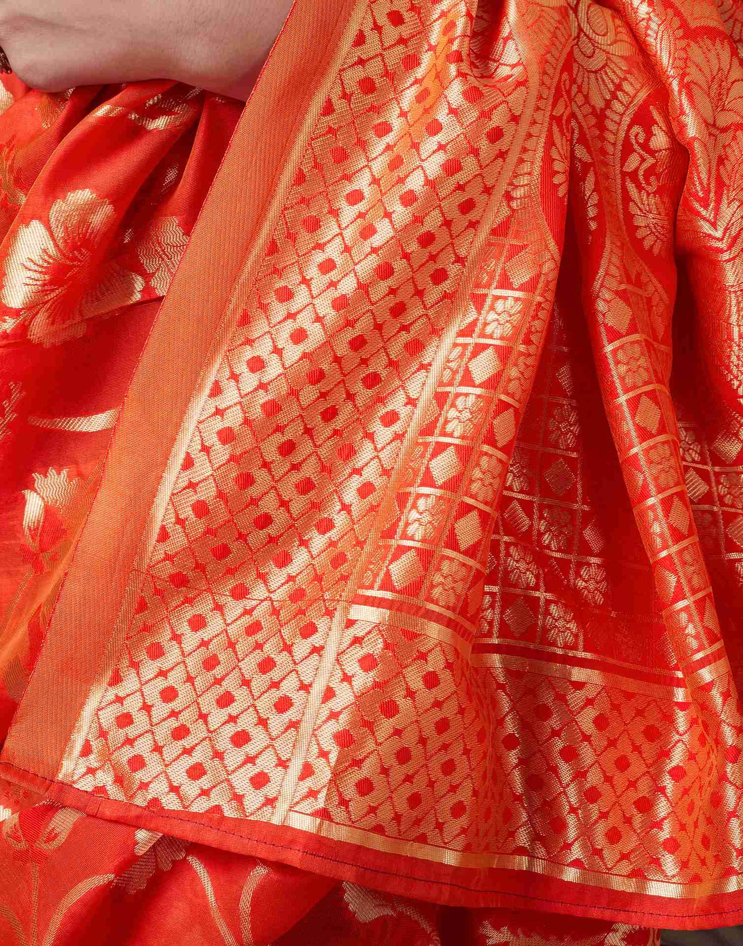 Orange Silk Woven Banarasi Saree