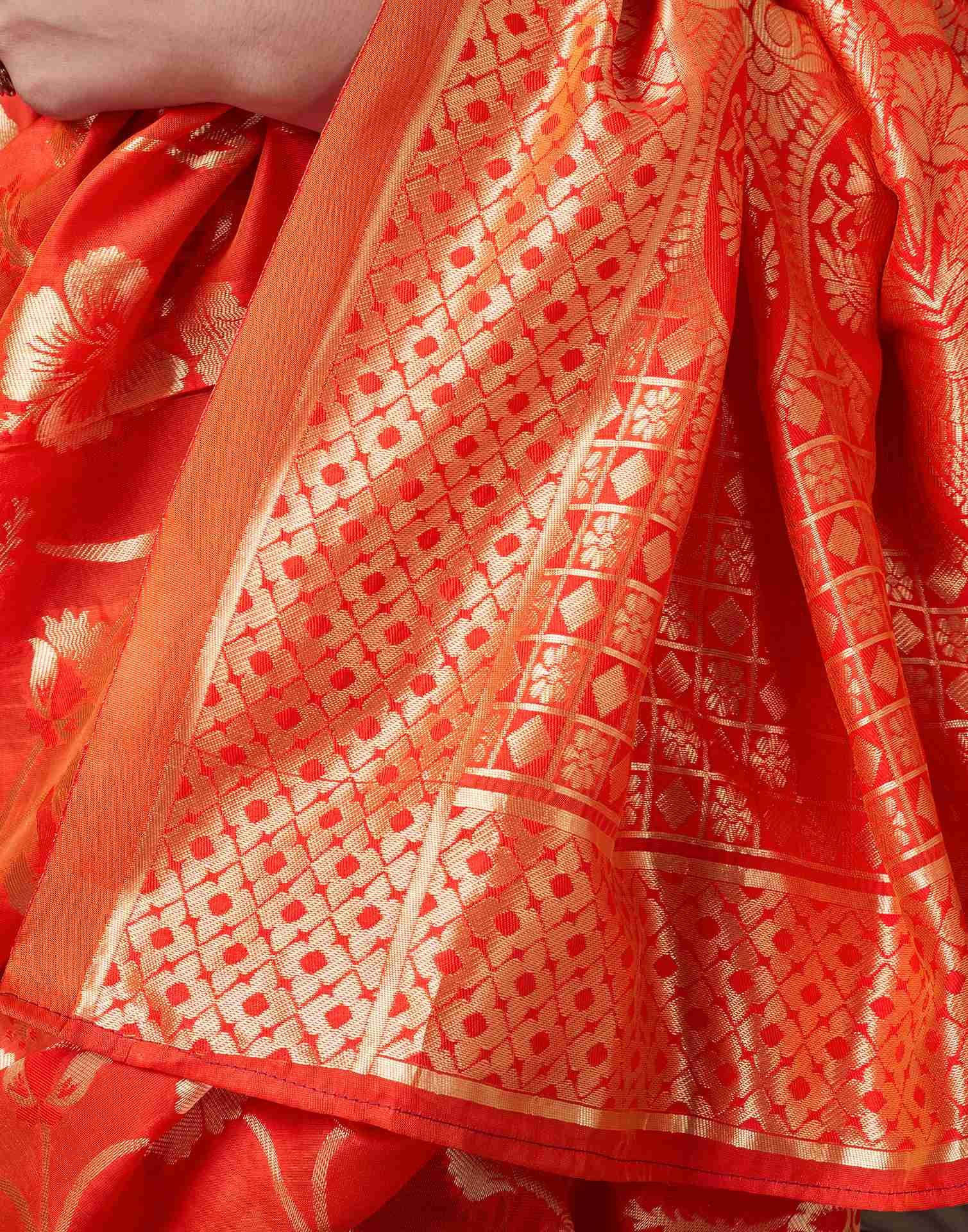 Orange Silk Woven Banarasi Saree
