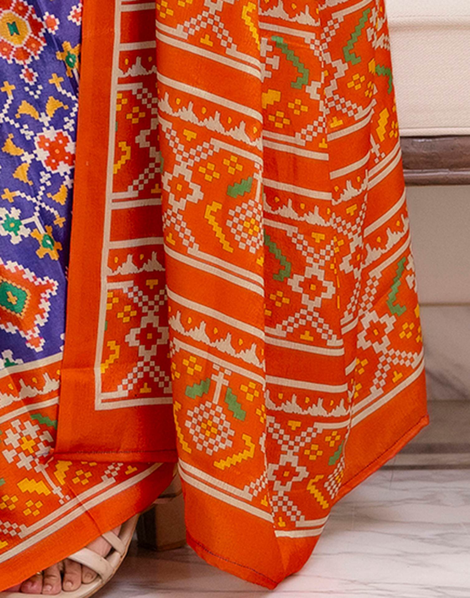 Ready To Wear Violet Chinnon Printed Saree