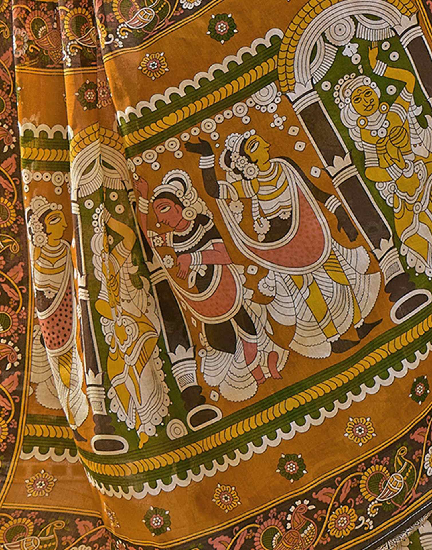 Ready To Wear Mustard Yellow Cotton Printed Saree