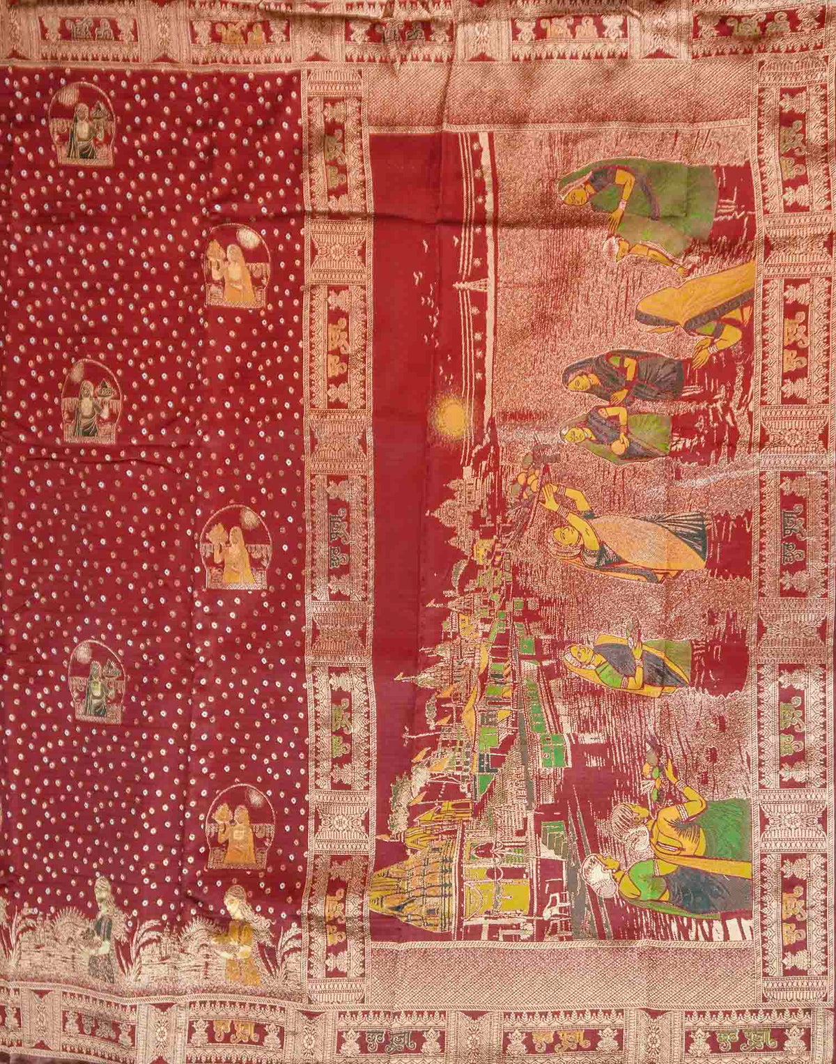 Chhath Maroon Silk Woven Banarasi Saree
