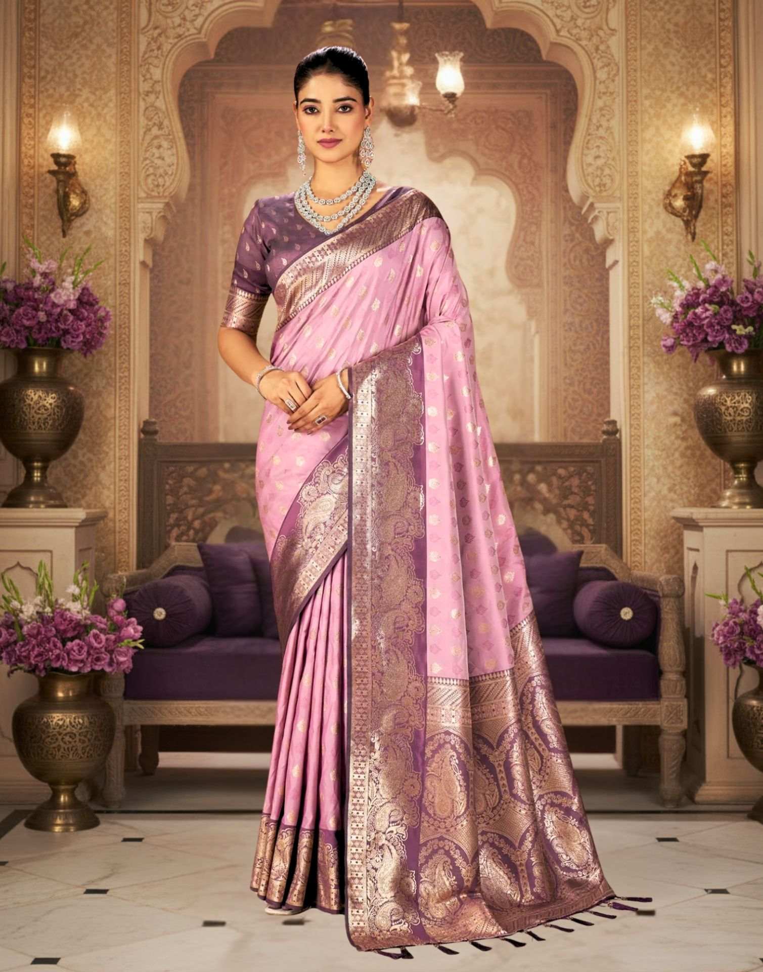 Royal Purple Silk Woven Banarasi Saree
