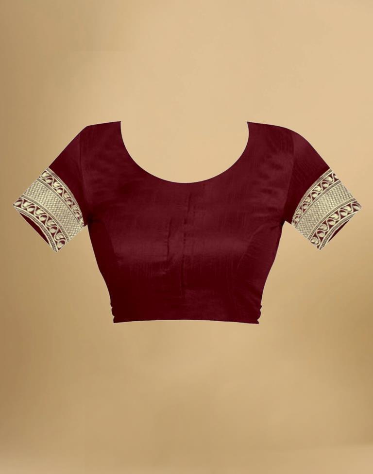 Maroon Silk Woven Banarasi Saree