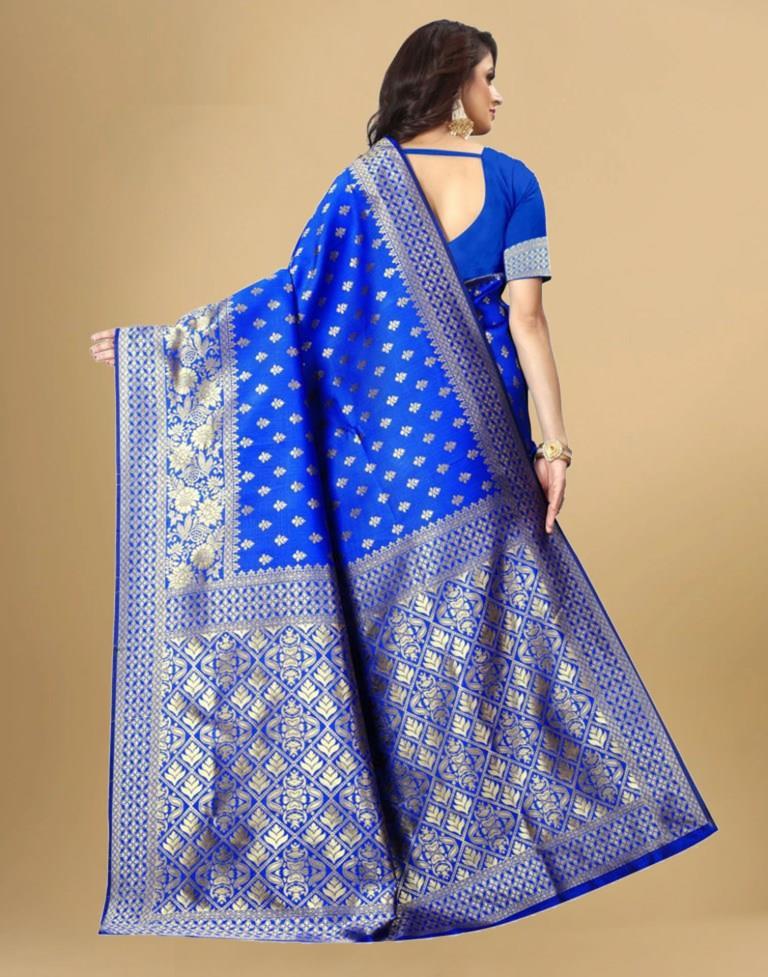Blue Silk Woven Banarasi Saree