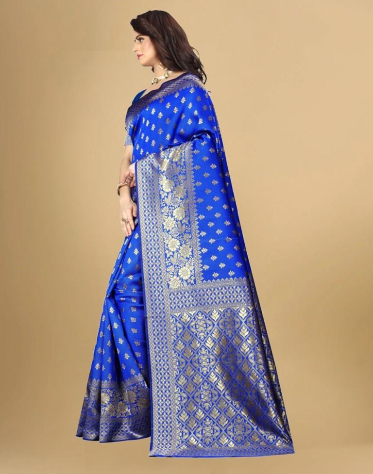 Blue Silk Woven Banarasi Saree