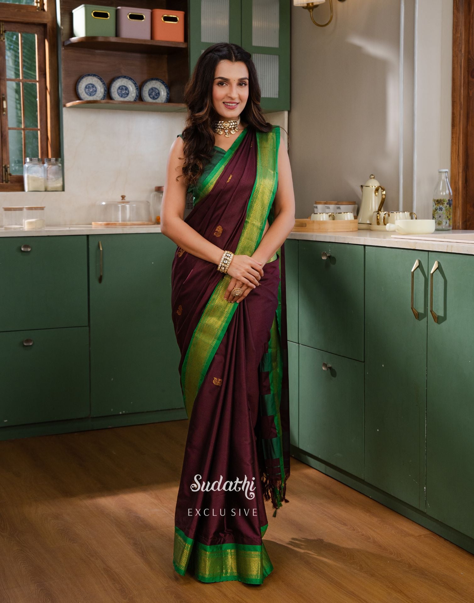 Shiny Doshi Wine Silk Woven Kanjivaram Saree