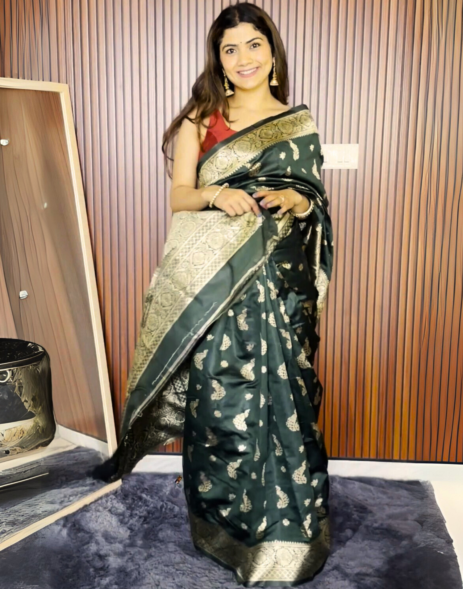Green Banarasi Silk Woven Saree
