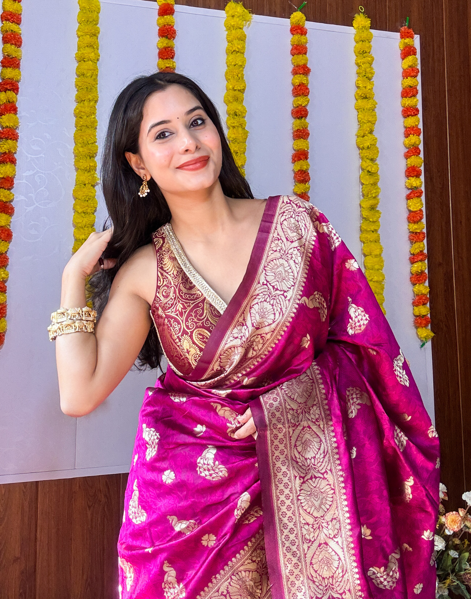 Purple Banarasi Silk Woven Saree