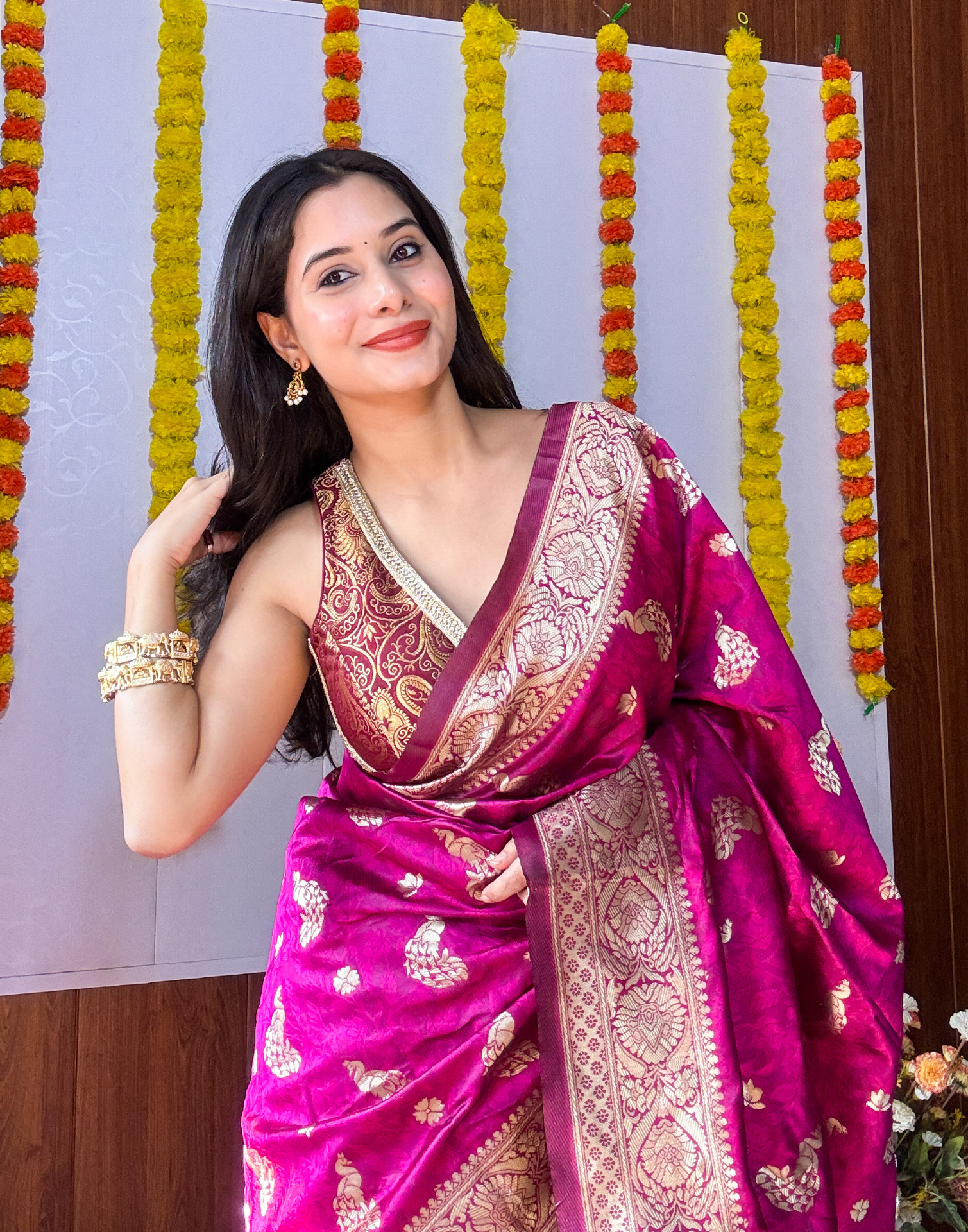 Dark Purple Silk Woven Banarasi Saree