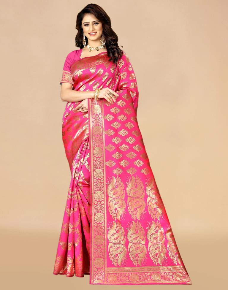 Pink Banarasi Silk Saree