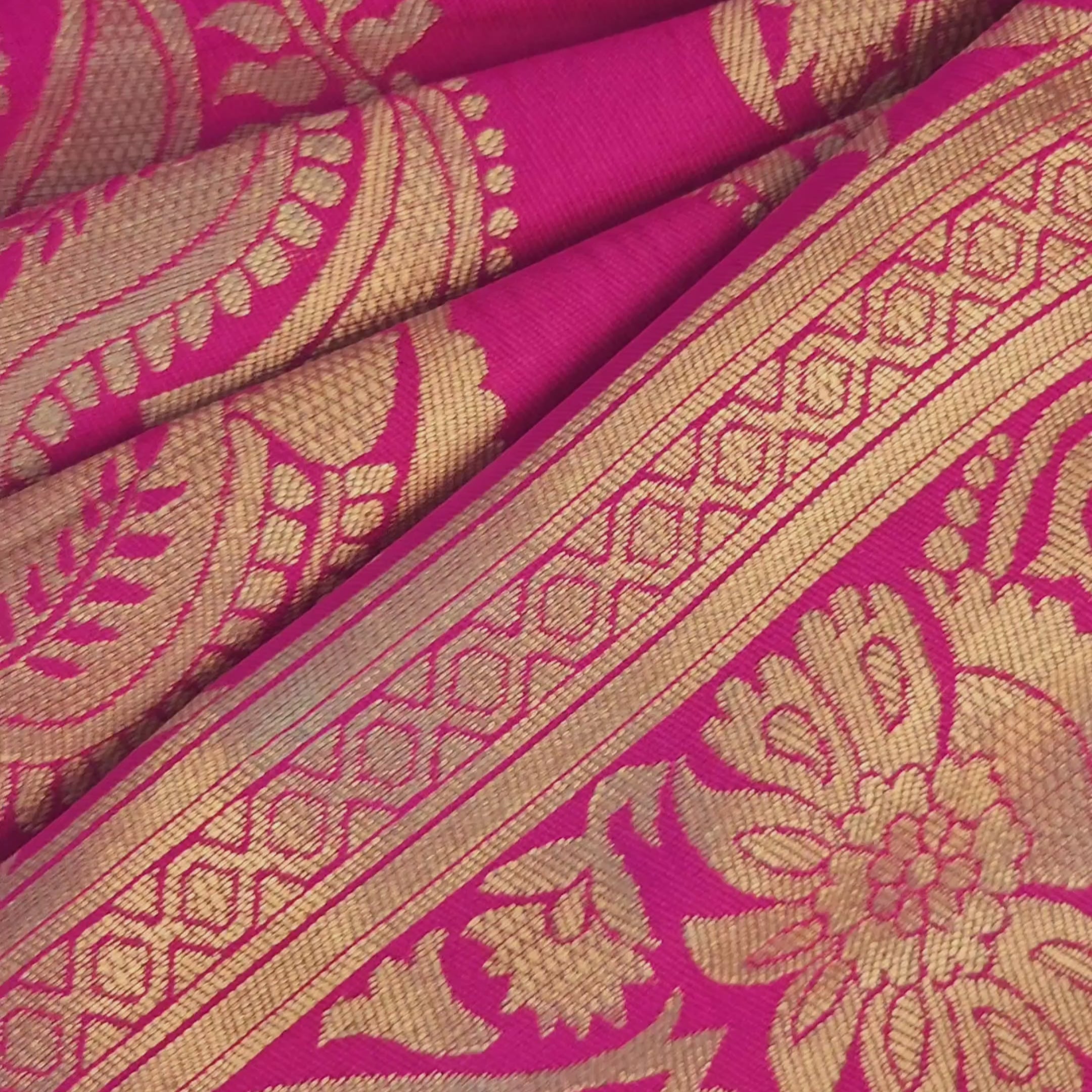Rani Pink Silk Woven Banarasi Saree