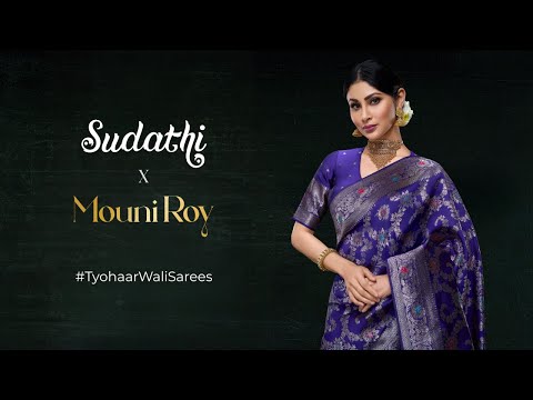 Mouni Roy Blue Kashish Banarasi Saree