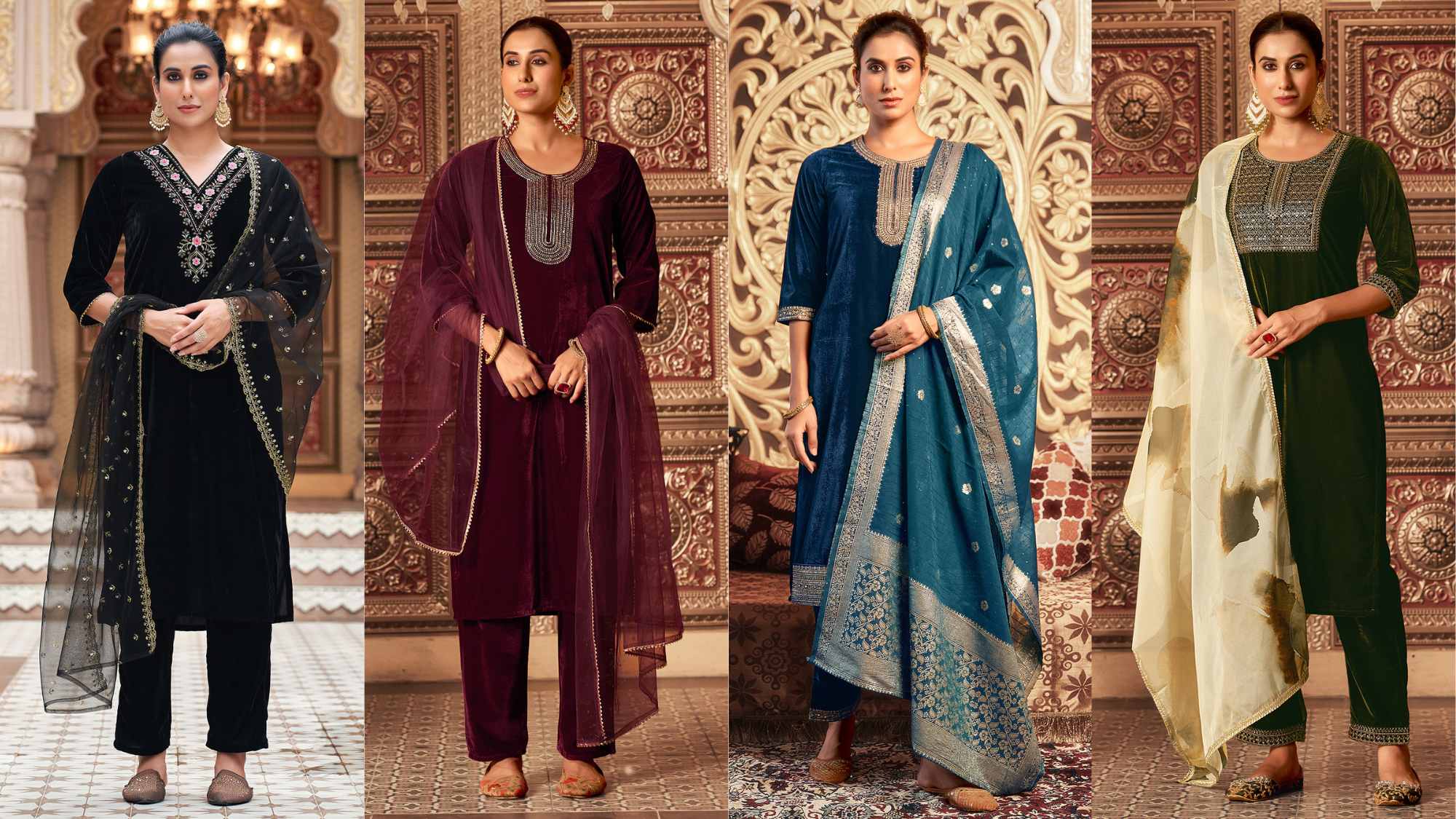 Trending velvet kurta sets for winter weddings