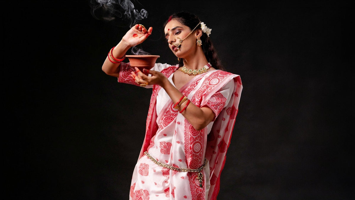 Red and White Saree for Durga Puja: Complete Bengali Styling Guide