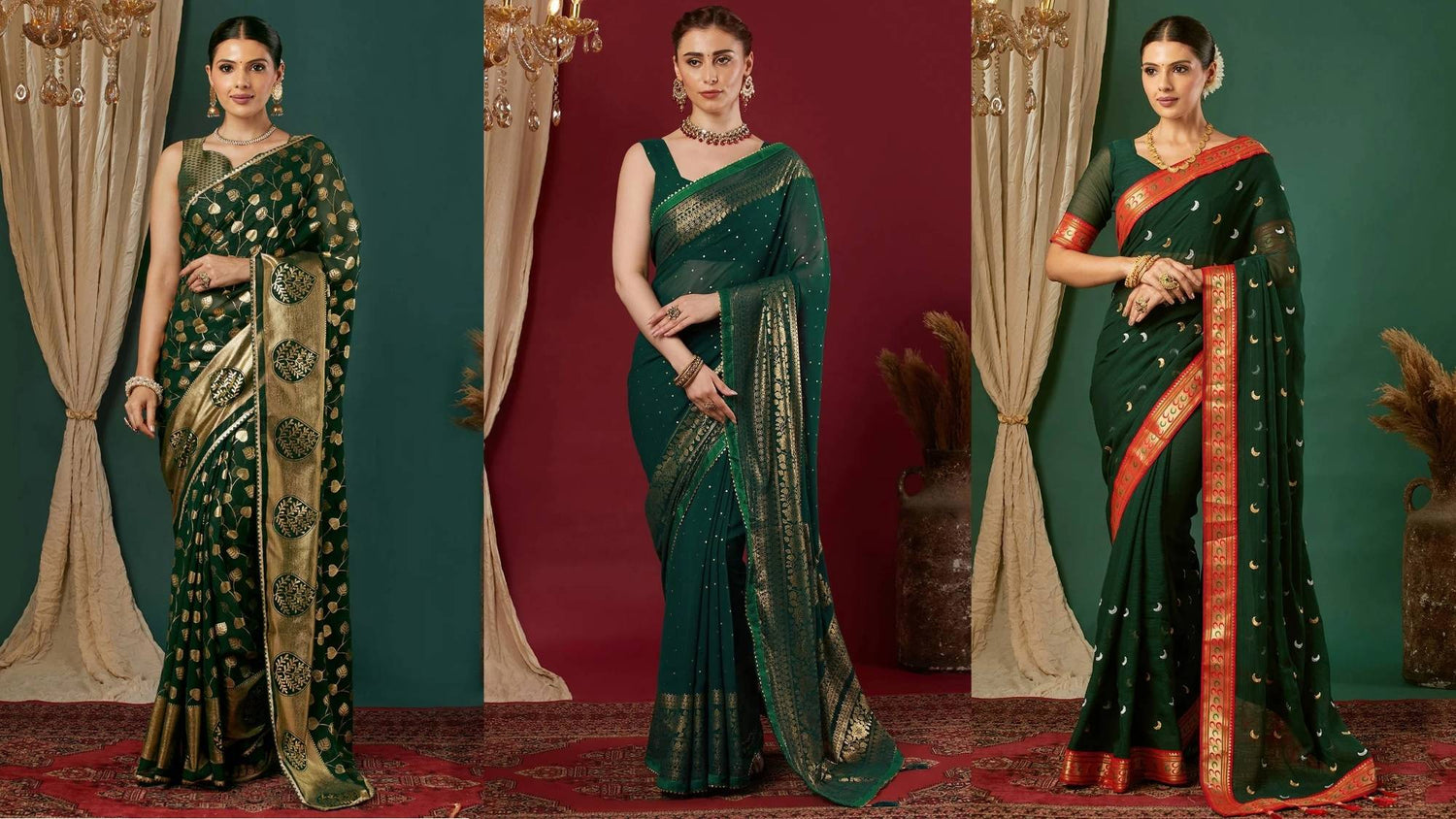 10 Beautiful Green Teej Sarees Perfect for Teej 2025