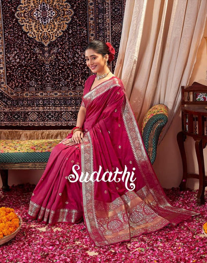 Maroon Banarasi Silk Saree