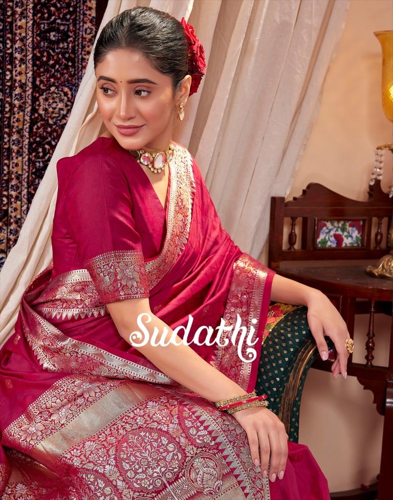 Maroon Banarasi Silk Saree