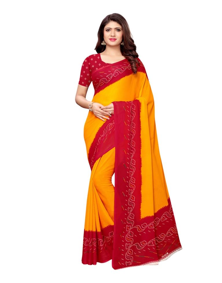 Yellow Coloured Georgette Printed Saree | Sudathi