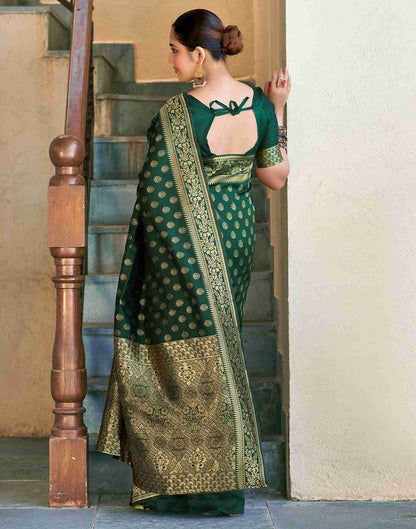 Dark Green Banarasi Silk Saree