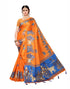 Orange Coloured Poly Silk Printed Saree | Sudathi