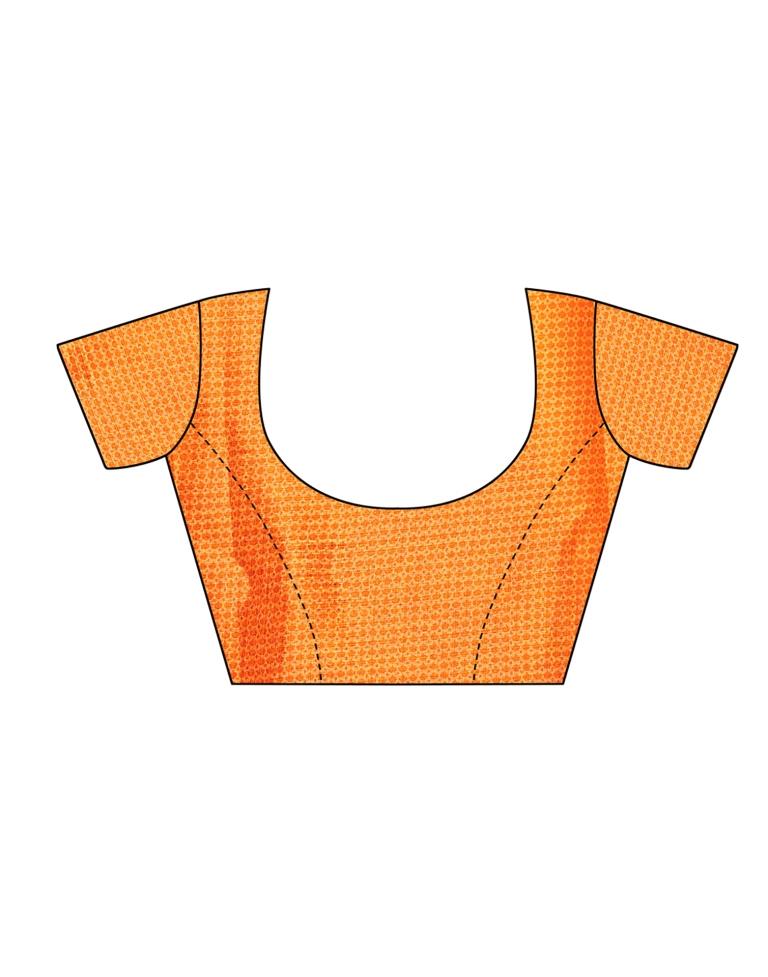 Orange Coloured Poly Silk Printed Saree | Sudathi