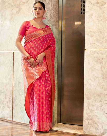 B1G1 Pink Silk Weaving Saree